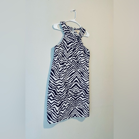 Michael KORS women black white zebra print sheath dress sleeveless size 10 EUC - Picture 3 of 9